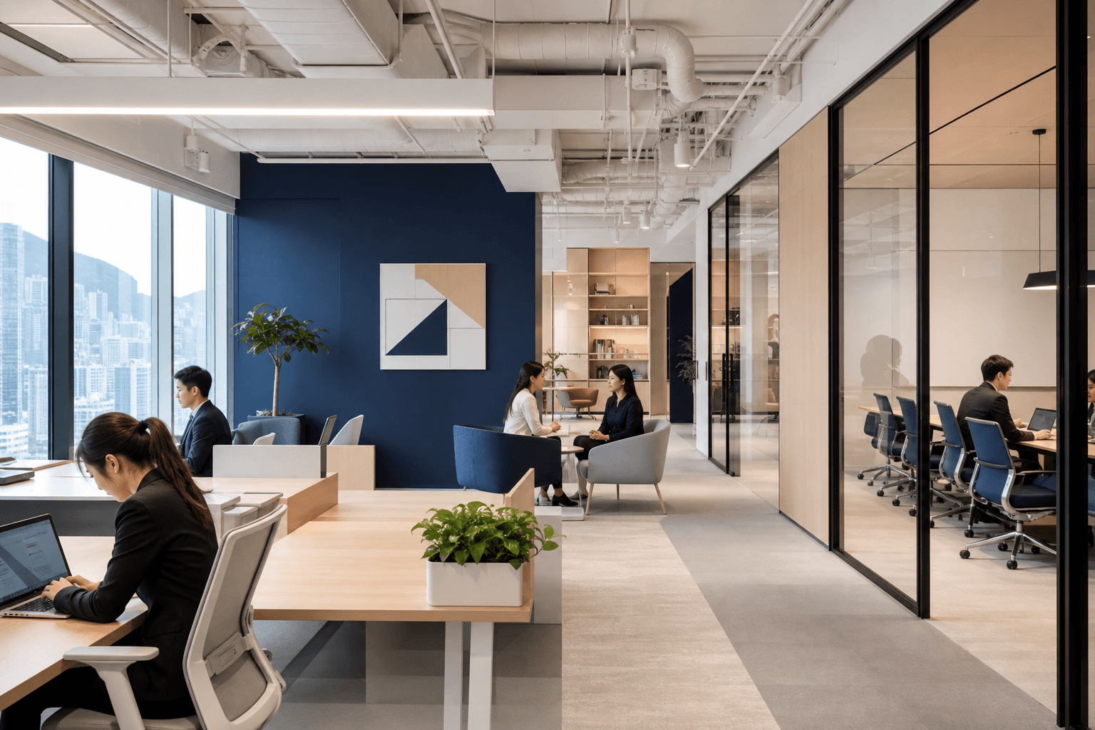 BlueOcean.ai 香港辦公室的開放式工作空間
